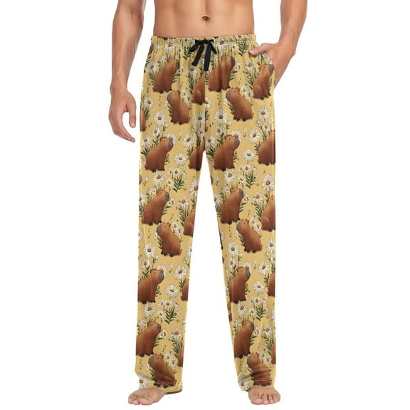 joogoo Men's Pajama Pants Daisy Brown Capybara Soft Long Sleep Lounge Pjs Bottoms 2XL