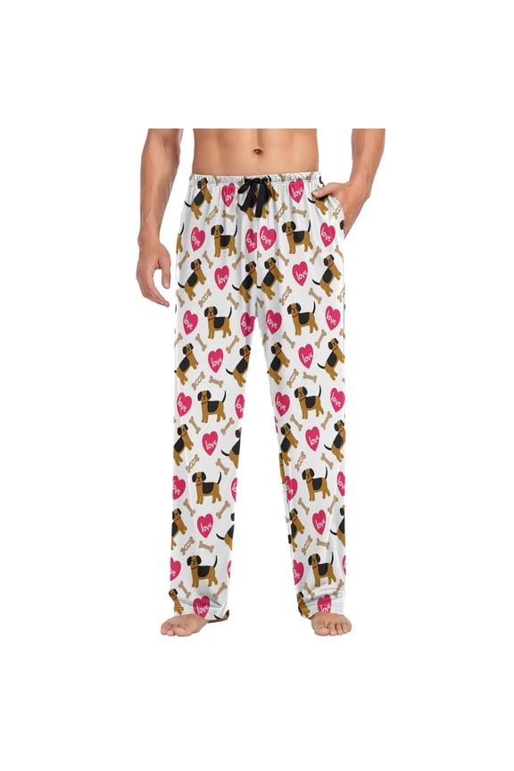 Men's Pajama Pants Dog Bones Hearts Soft Long Sleep Lounge Pjs Bottoms M
