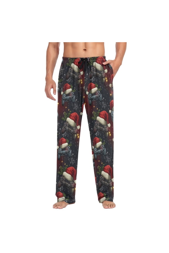 Men's Pajama Pants Game Controller Christmas Soft Long Sleep Lounge Pjs Bottoms 2XL