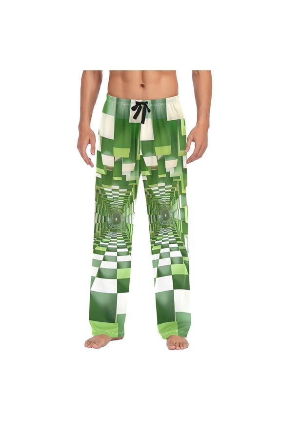 Men's Pajama Pants Geometric Illusion Cotton Long Sleepwear Lounge Pants 2XL
