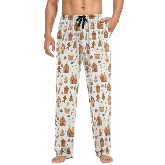 joogoo Men's Pajama Pants Gingerbread Christmas Cakes Soft Long Sleep Lounge Pjs Bottoms M