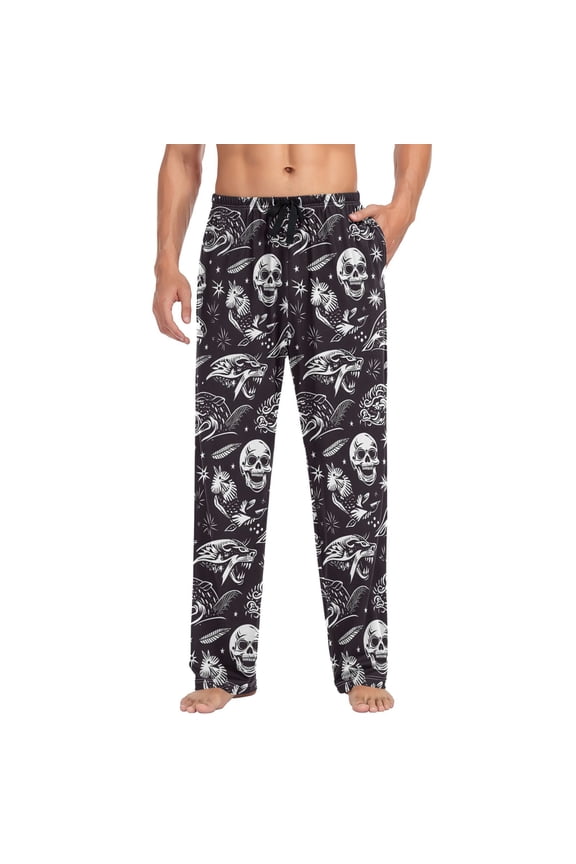 Men's Pajama Pants Goth Skeletons Soft Long Sleep Lounge Pjs Bottoms XL