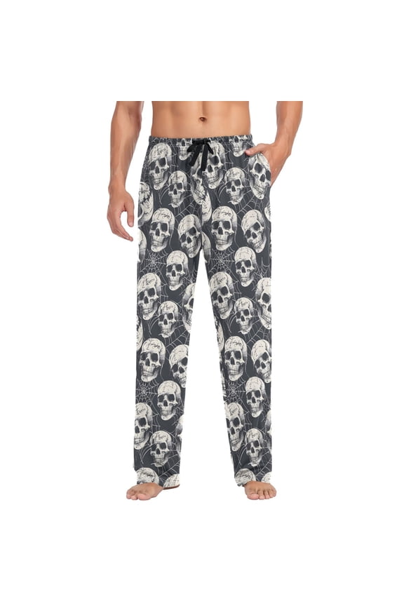 Men's Pajama Pants Halloween Skulls Soft Long Sleep Lounge Pjs Bottoms L