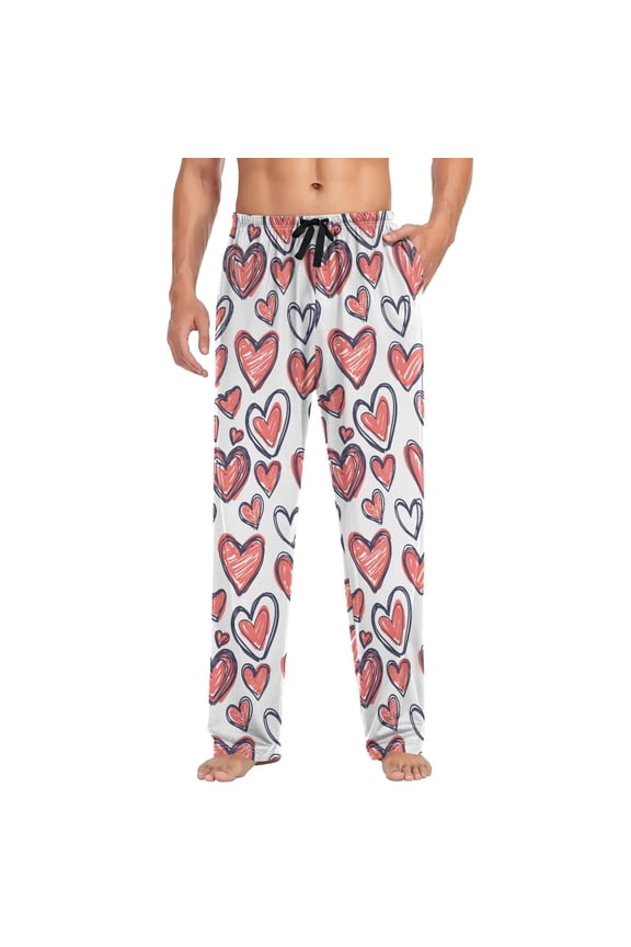 Men's Pajama Pants Heart Paint Soft Long Sleep Lounge Pjs Bottoms XL
