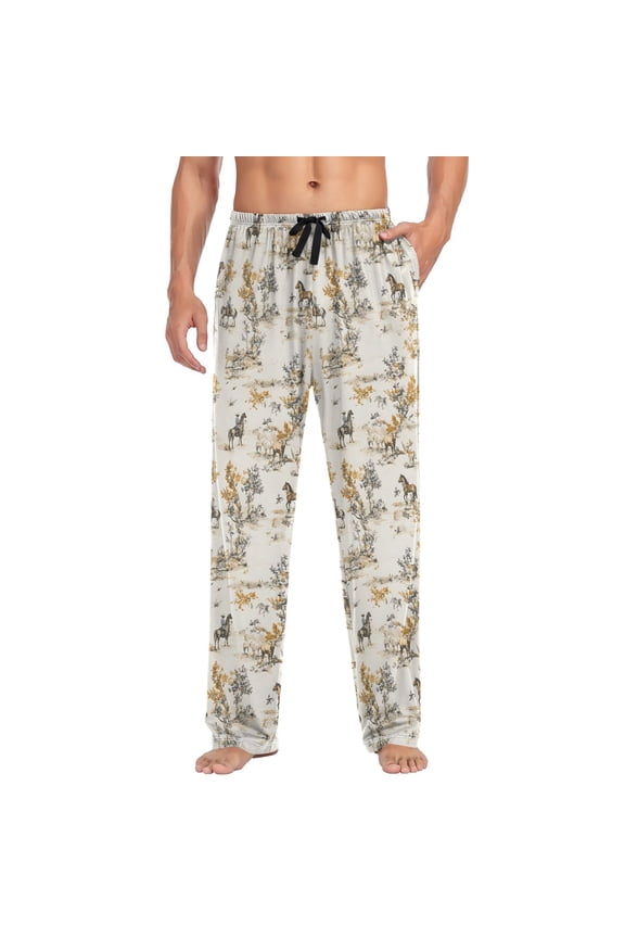 Men's Pajama Pants Horses Pattern Soft Long Sleep Lounge Pjs Bottoms XL