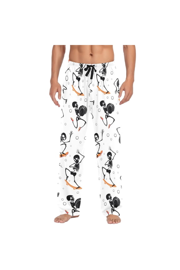 Men's Pajama Pants Jumping Skeletons Haloween Cotton Long Sleepwear Lounge Pants M