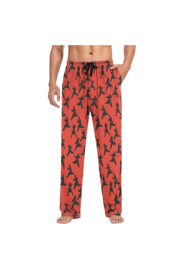Men's Pajama Pants Karate Style Red Soft Long Sleep Lounge Pjs Bottoms XL