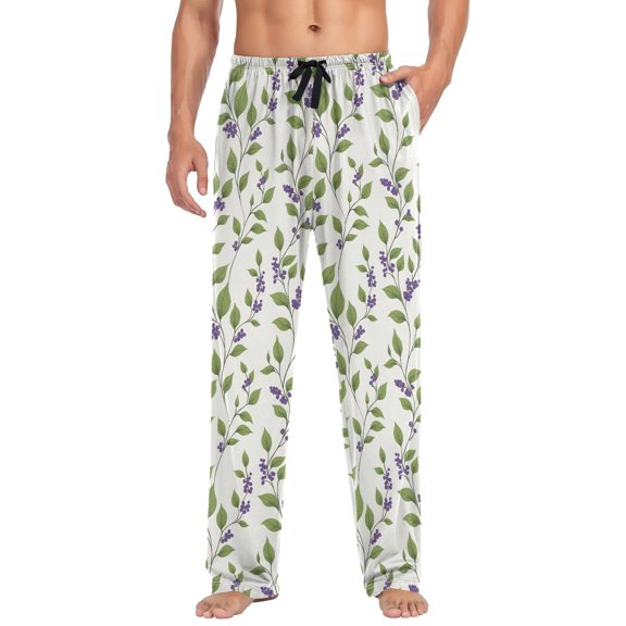 joogoo Men's Pajama Pants Leaf Green Soft Long Sleep Lounge Pjs Bottoms XL