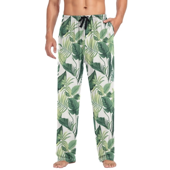 joogoo Men's Pajama Pants Leaves Soft Long Sleep Lounge Pjs Bottoms M