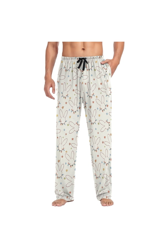 Men's Pajama Pants Magical Rabbit Christmas Soft Long Sleep Lounge Pjs Bottoms XL