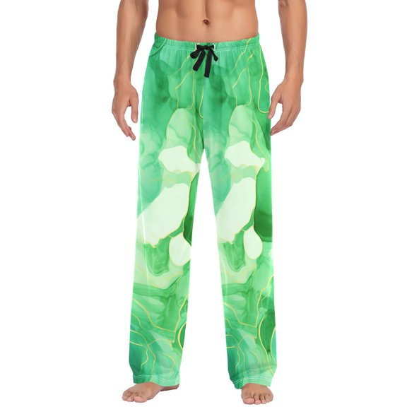 joogoo Men's Pajama Pants Marble Green Cotton Long Sleepwear Lounge Pants XL