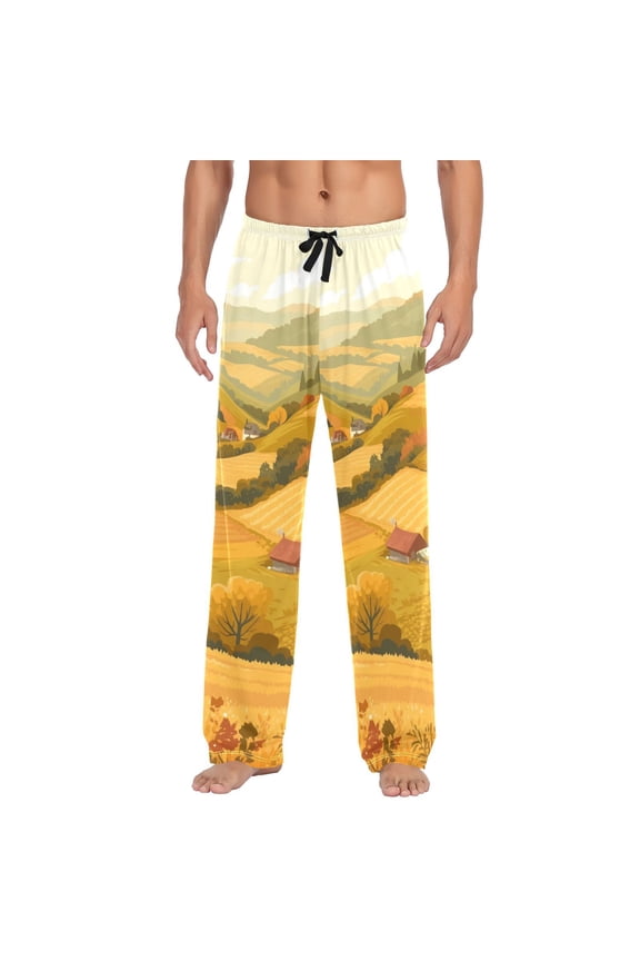 Men's Pajama Pants Meadow Landscape Cotton Long Sleepwear Lounge Pants 2XL