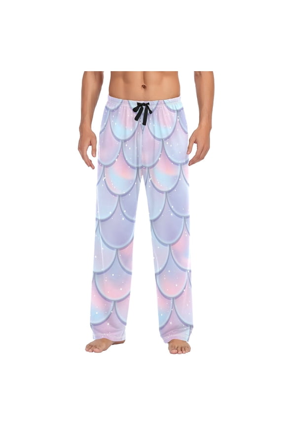 Men's Pajama Pants Mermaid Tail Scales Shiney Cotton Long Sleepwear Lounge Pants L