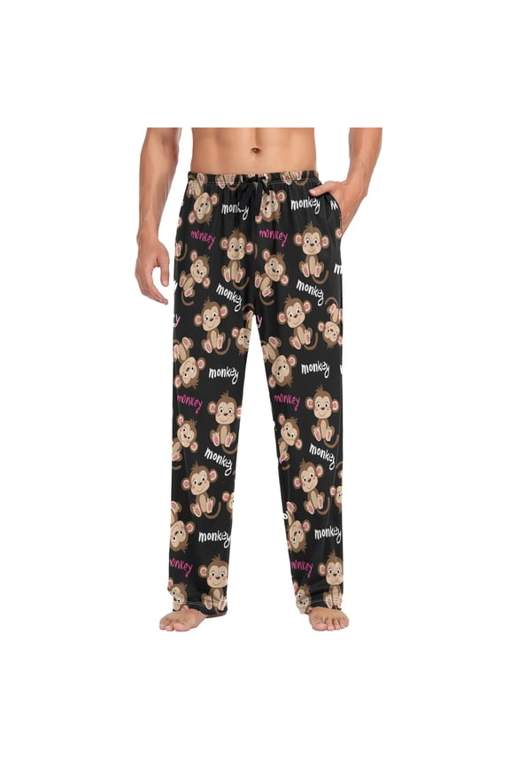 Men's Pajama Pants Monkey Cute Soft Long Sleep Lounge Pjs Bottoms M
