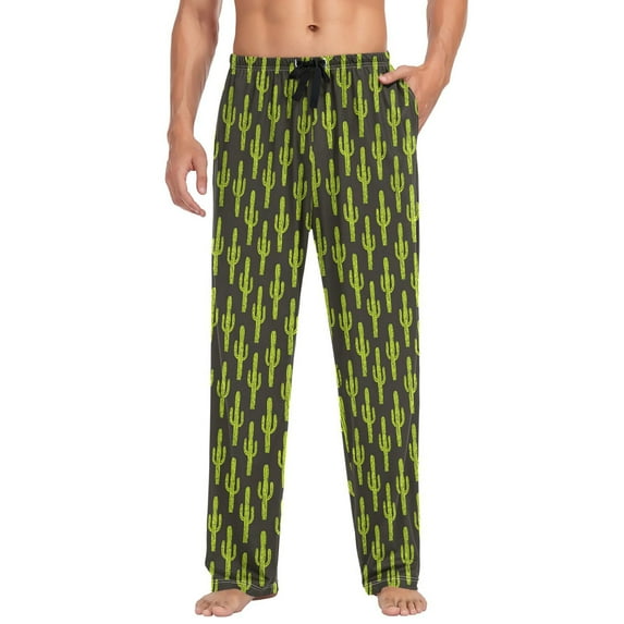 joogoo Men's Pajama Pants Neon Cactus Soft Long Sleep Lounge Pjs Bottoms XL