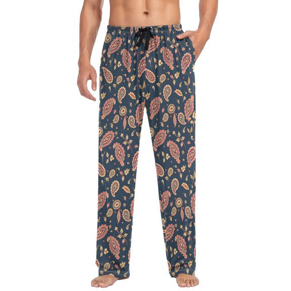 joogoo Men's Pajama Pants Paisley Leaves Soft Long Sleep Lounge Pjs Bottoms M