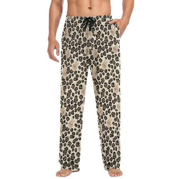 joogoo Men's Pajama Pants Rabbit in Leopard Soft Long Sleep Lounge Pjs Bottoms L