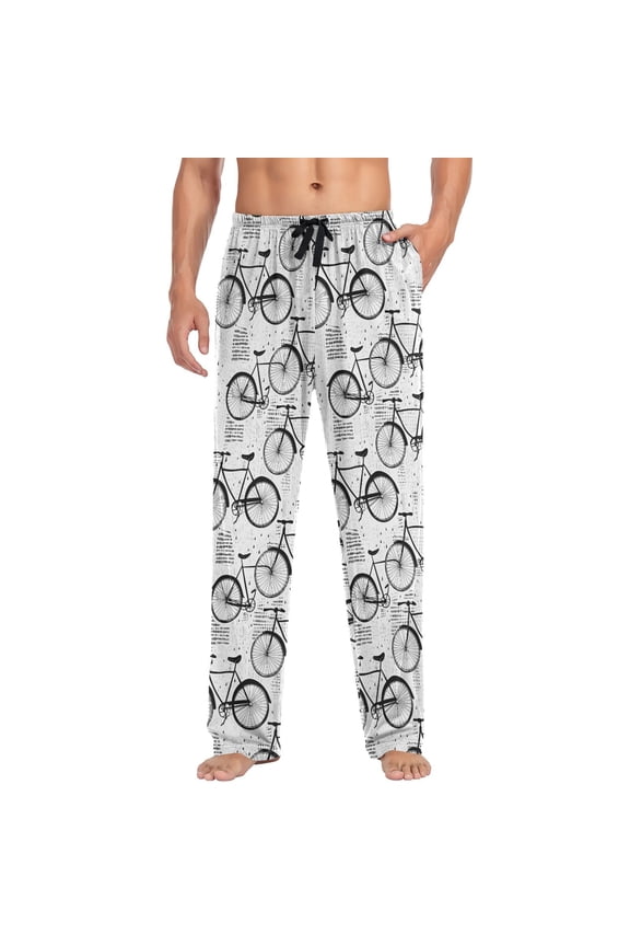 Men's Pajama Pants Retro Bicycles Soft Long Sleep Lounge Pjs Bottoms L
