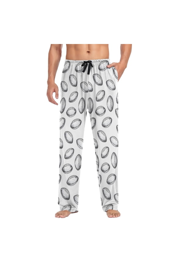 Men's Pajama Pants Rugby Balls Football Soft Long Sleep Lounge Pjs Bottoms S