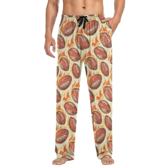 joogoo Men's Pajama Pants Rugby Football Fire Soft Long Sleep Lounge Pjs Bottoms L