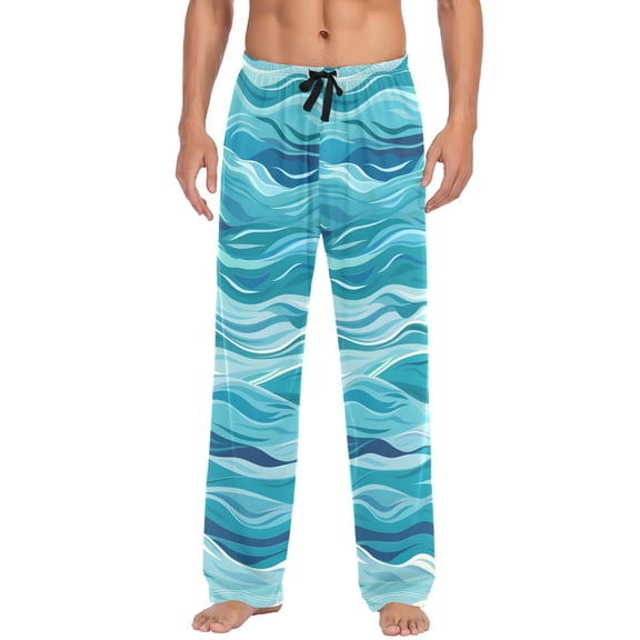 joogoo Men's Pajama Pants Sea Wave Cotton Long Sleepwear Lounge Pants 2XL