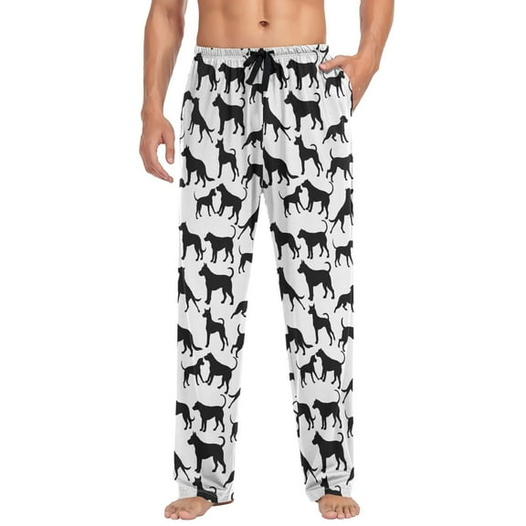 joogoo Men's Pajama Pants Silhouette Dogs Soft Long Sleep Lounge Pjs Bottoms L