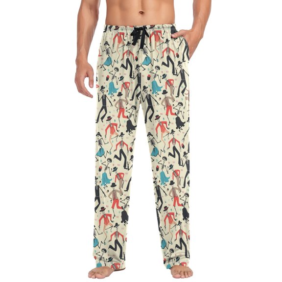 joogoo Men's Pajama Pants Skull Dancer Soft Long Sleep Lounge Pjs Bottoms L