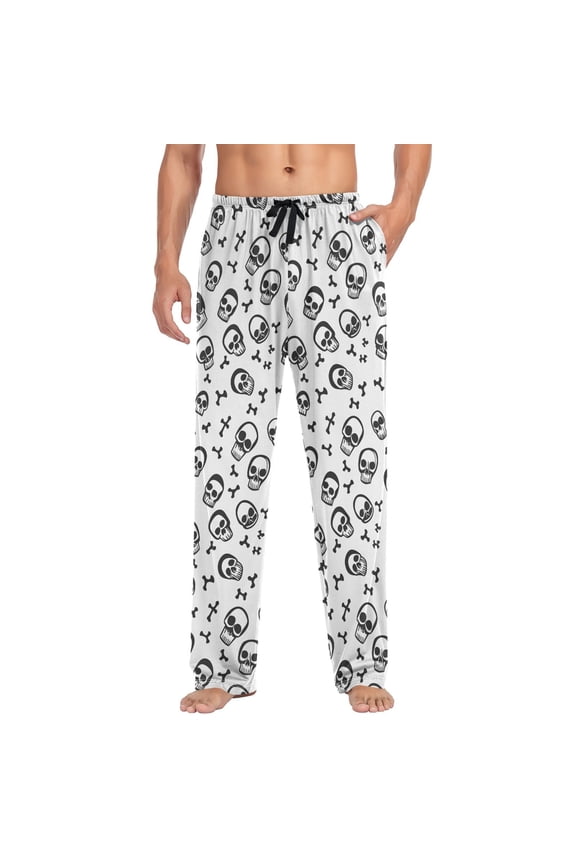 Men's Pajama Pants Skulls Bones Soft Long Sleep Lounge Pjs Bottoms 2XL