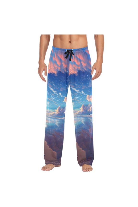 Men's Pajama Pants Sky Landscape Cotton Long Sleepwear Lounge Pants L