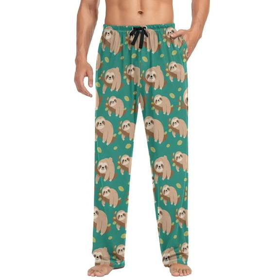 joogoo Men's Pajama Pants Sloth on Tree Branch Soft Long Sleep Lounge Pjs Bottoms M