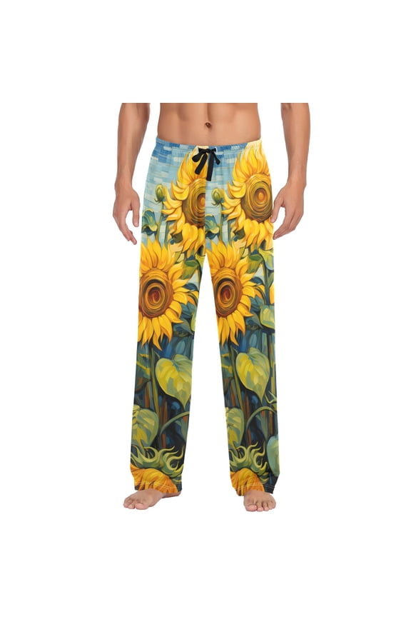 Men's Pajama Pants Sunflowers and Moon Cotton Long Sleepwear Lounge Pants XL
