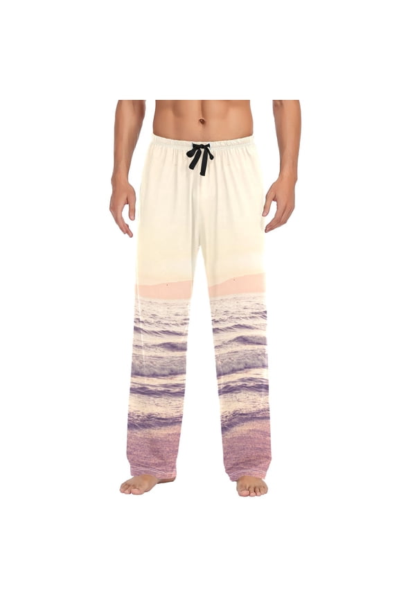 Men's Pajama Pants Sunset at Beach Cotton Long Sleepwear Lounge Pants 2XL