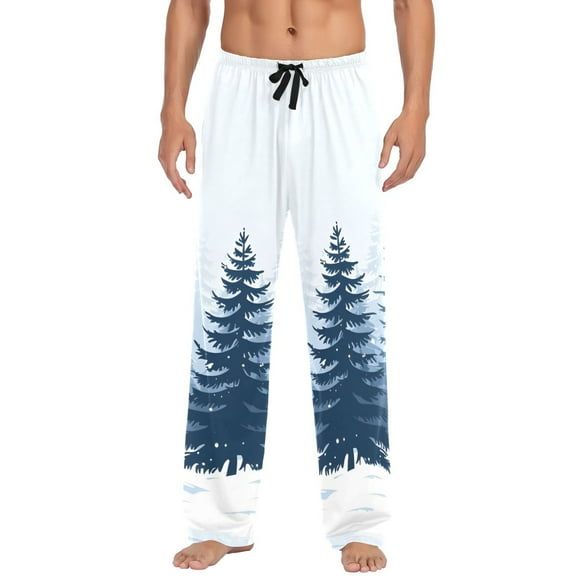 joogoo Men's Pajama Pants Trees Forest Landscape Cotton Long Sleepwear Lounge Pants M