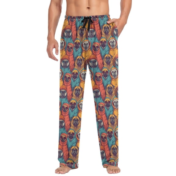joogoo Men's Pajama Pants Trendy Pug and Bulldog Soft Long Sleep Lounge Pjs Bottoms 2XL