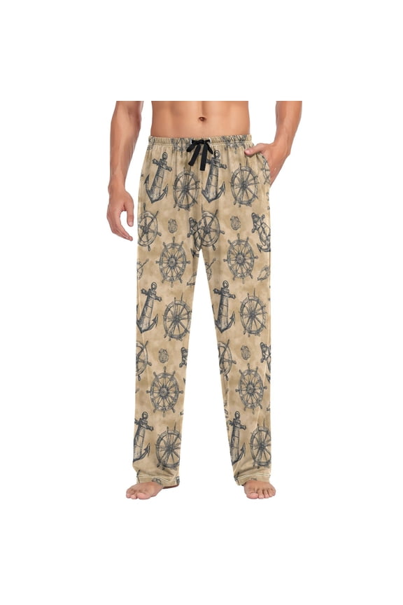 Men's Pajama Pants Vintage Anchors Soft Long Sleep Lounge Pjs Bottoms L