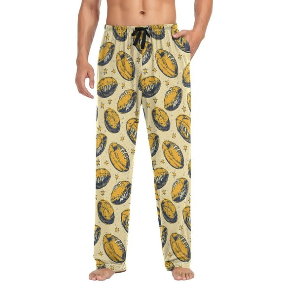 joogoo Men's Pajama Pants Vintage Rugby Football Soft Long Sleep Lounge Pjs Bottoms M