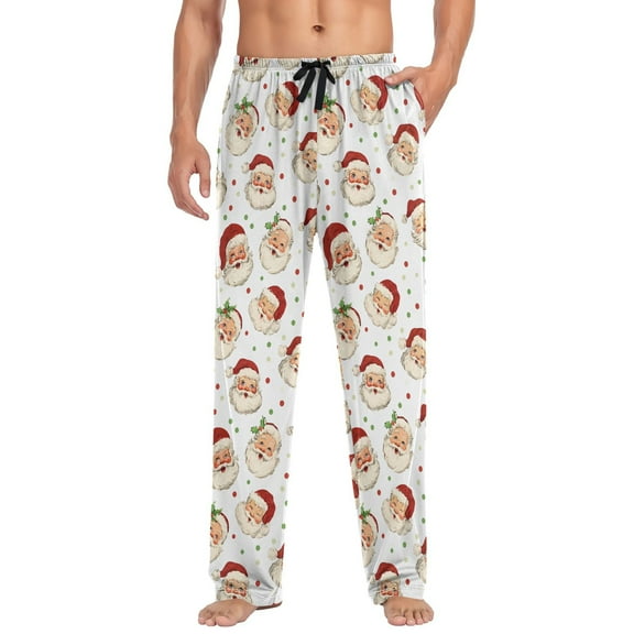joogoo Men's Pajama Pants Vintage Santa Claus Soft Long Sleep Lounge Pjs Bottoms L