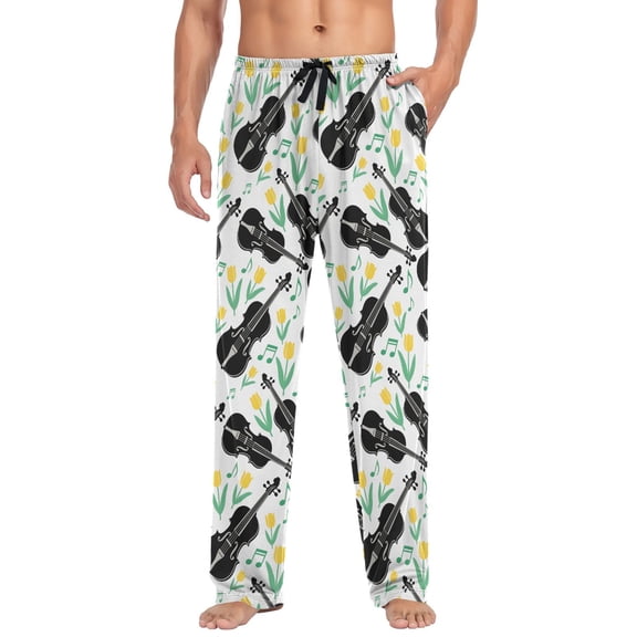 joogoo Men's Pajama Pants Violins Tulip Flowers Soft Long Sleep Lounge Pjs Bottoms M