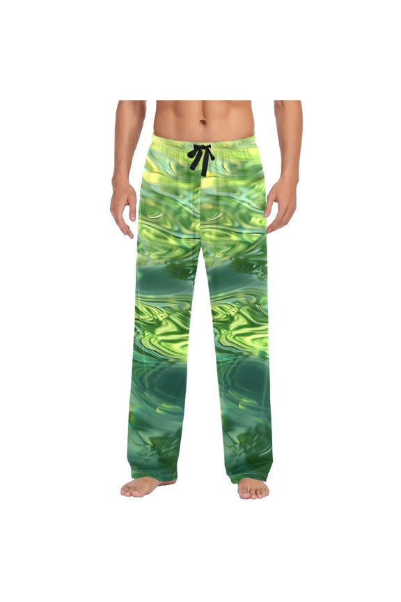Men's Pajama Pants Water Green Liquid Cotton Long Sleepwear Lounge Pants 2XL