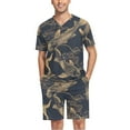 thumbnail image 1 of joogoo Men's Pajama Set Artistic Fish V-Neck Pj Shorts Set 2 Piece Loungewear Sleepwear XL, 1 of 7