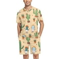 thumbnail image 1 of joogoo Men's Pajama Set Cactus V-Neck Pj Shorts Set 2 Piece Loungewear Sleepwear S, 1 of 7