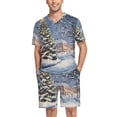 thumbnail image 1 of joogoo Men's Pajama Set Christmas Tree in Night V-Neck Pj Shorts Set 2 Piece Loungewear Sleepwear S, 1 of 7