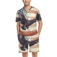 thumbnail image 1 of joogoo Men's Pajama Set Eagle and Flag V-Neck Pj Shorts Set 2 Piece Loungewear Sleepwear XXL, 1 of 7