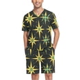 thumbnail image 1 of joogoo Men's Pajama Set Graffiti Green and Yellow V-Neck Pj Shorts Set 2 Piece Loungewear Sleepwear L, 1 of 7