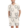 thumbnail image 1 of joogoo Men's Pajama Set Hearts Drawn V-Neck Pj Shorts Set 2 Piece Loungewear Sleepwear XL, 1 of 7