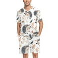 thumbnail image 1 of joogoo Men's Pajama Set Hedgehog Autumn Leave V-Neck Pj Shorts Set 2 Piece Loungewear Sleepwear L, 1 of 7