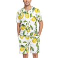 thumbnail image 1 of joogoo Men's Pajama Set Lemon and Leaves V-Neck Pj Shorts Set 2 Piece Loungewear Sleepwear L, 1 of 7