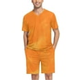 thumbnail image 1 of joogoo Men's Pajama Set Orange Oil Pattern V-Neck Pj Shorts Set 2 Piece Loungewear Sleepwear XXL, 1 of 7