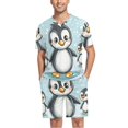 thumbnail image 1 of joogoo Men's Pajama Set Penguins and Snow V-Neck Pj Shorts Set 2 Piece Loungewear Sleepwear XXL, 1 of 7