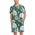 thumbnail image 1 of joogoo Men's Pajama Set Seashells Seaweed and Bubbles V-Neck Pj Shorts Set 2 Piece Loungewear Sleepwear S, 1 of 7